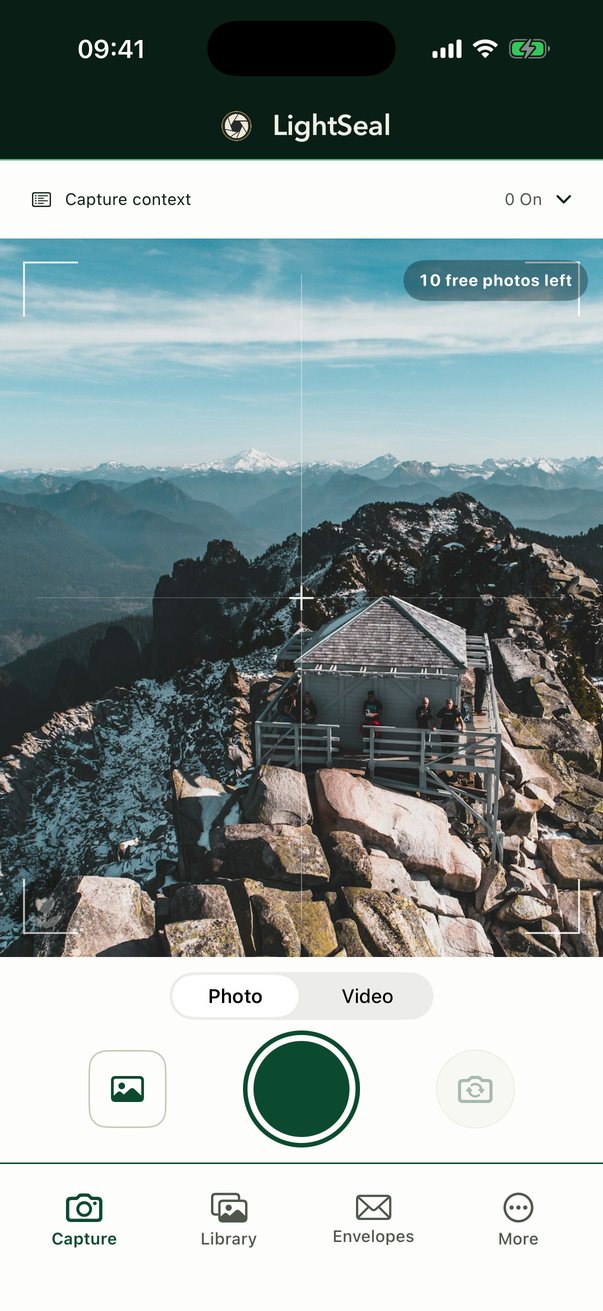 LightSeal camera framing a mountain lookout