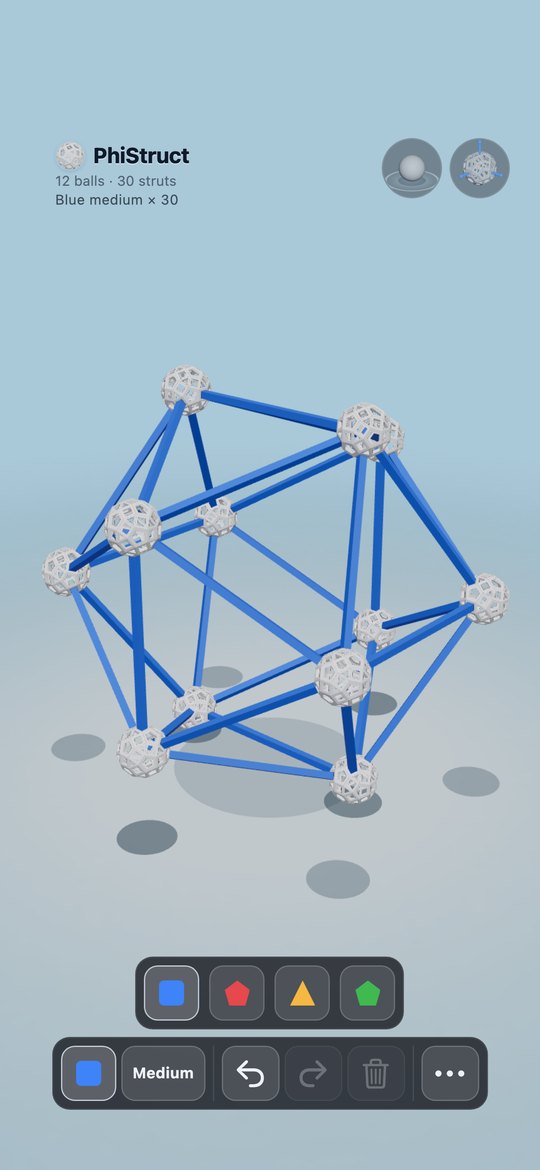 Strut color picker over an icosahedron
